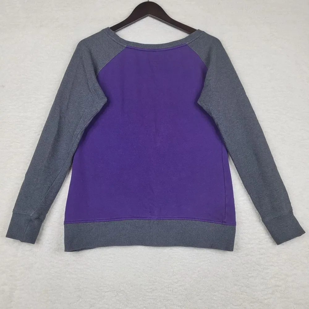 Adidas Sweatshirt Womens XS Purple Gray Long Sleeve Stretch Pullover - Picture 7 of 10